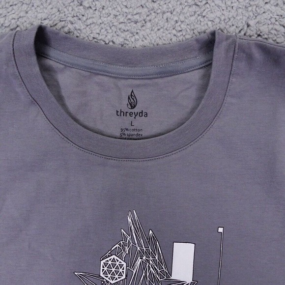 Threyda Shirt Mens Large Gray Pullover Lightweight Geometric Logo Mandala 2723 - Picture 4 of 8